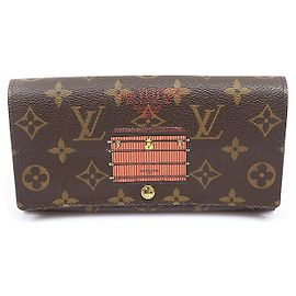 Louis Vuitton Monogram Canvas Trunk Lock Sarah Wallet Long Wallet Brown