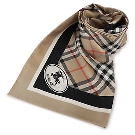 Lenço Burberry de seda com padrão check bege Marrom