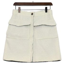 Chanel Minifalda de tweed blanco écru Blanco