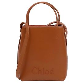 Chloé Micro Tote Bag Braun mit besticktem Logo Braun