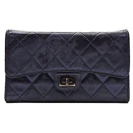 Cartera larga Chanel 2.55 azul de piel Azul