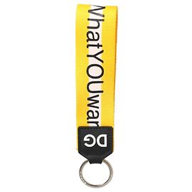 Dolce & Gabbana Yellow Logo Polyester Silver Brass Holder Keychain Keyring Yellow