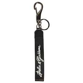 Dolce & Gabbana Black White Polyester DG Logo Silver Men Keychain Keyring Black