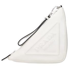 Prada Clutch de couro branco Branco