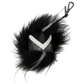 Fendi Black Leather Keychain Black