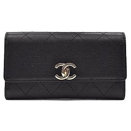 Chanel Turn Lock Flap Long Wallet Black
