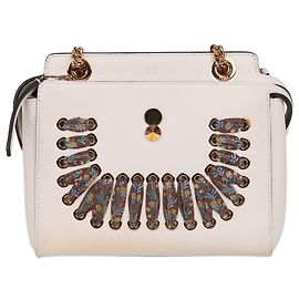 Fendi Bolsa de ombro com corrente em couro branco Branco