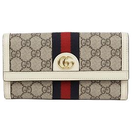 Gucci GG Supreme Canvas Long Wallet White White