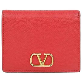 Valentino Portefeuille Compact Logo Rouge Rouge