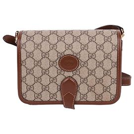 Gucci Interlocking Canvas Small Shoulder Bag Brown