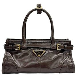 Prada Mini sac cabas en cuir marron Marron