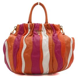 Prada Borsa Tote e borsa a tracolla in pelle Napa multicolore Marrone