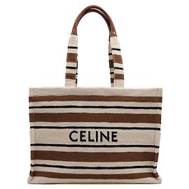 Céline Saco Tote e Saco de Ombro Multicolorido em Têxtil Jacquard com Riscas Multicor