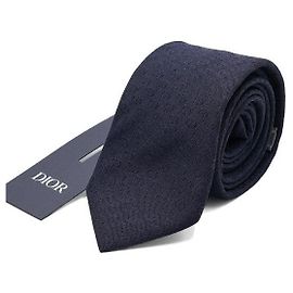 Cravatta Dior CD Icon in seta blu navy Blu