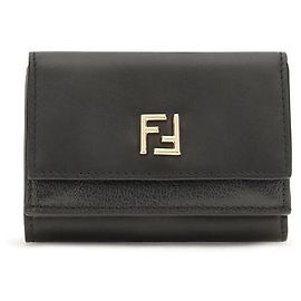 Fendi Black Calf Leather Bos Taurus Wallet Black