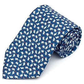 Salvatore Ferragamo Corbata de seda con estampado de elefante Azul