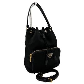 Prada Saco Bucket em Nylon Pocono Marrom
