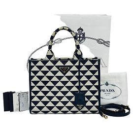 Prada Saco de ombro tote em jacquard Symbol Multicor