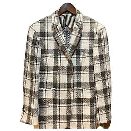 Thom Browne Blazer de tweed xadrez cinza Marrom