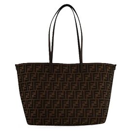 Fendi Bolso Shopper Medium Roll de Jacquard FF Castaño