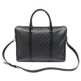 Gucci Black GG Coated Canvas Essence Classic Medium Briefcase Black