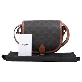 Céline Triope Canvas Medium Polka Bag Tan Brown