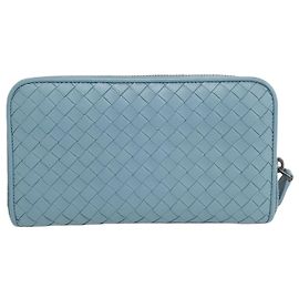 Bottega Veneta Mesh Long Wallet Blue Blue