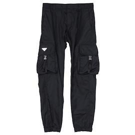 Prada Pantaloni Cargo in Nylon con Logo Triangolo Nero Nero