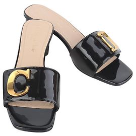 Dior Gold CD Chest Mule Absatzsandalen Größe Golden