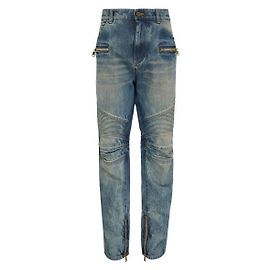 Balmain Pantaloni Biker in Denim Vintage Blu