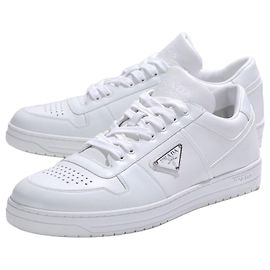 Prada Downtown Leder-Sneaker Silber