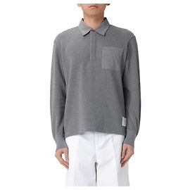 Thom Browne Rugby- Polo aus Baumwolltextur Braun