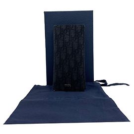 Dior Oblique Jacquard Long Bifold Wallet Black Black