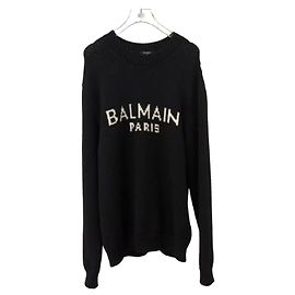 Balmain Strickpullover aus Rippwolle Schwarz XL Schwarz