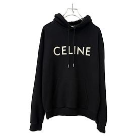 Céline Sweat à capuche ample en molleton de coton Noir