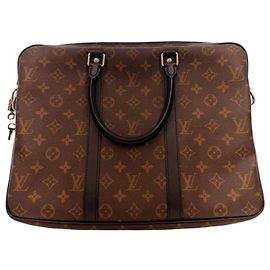 Louis Vuitton Monogram Macassar Porte Documents Voyage PM Marron