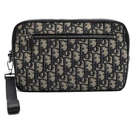 Dior Bolsa Clutch com Alça Oblique Jacquard Marrom