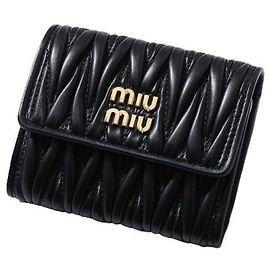 Miu Miu Small Matelassé Nappa Leather Wallet Black