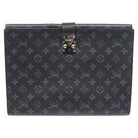 Louis Vuitton Clutch Porta-Documentos e Tablet Frank GM em Canvas Monogram Eclipse Preto