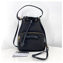 Prada Borsa a Secchiello Jacquard a Tracolla Nera Nero