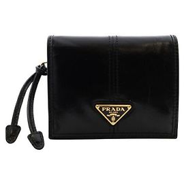Prada Petit portefeuille en cuir Noir