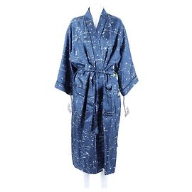 Christian Dior Seiden Cardigan lang Navy Blau