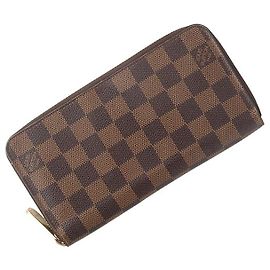 Louis Vuitton Cartera Larga Damier Ebene Zippy Wallet Castaño