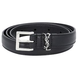 Autre Marque Leather Men's Belt with Monogram Square Design Multiple colors