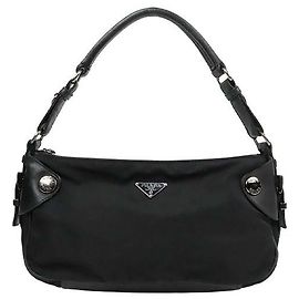 Prada Bolso hobo de nylon negro Negro