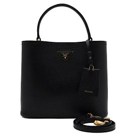 Prada Saco Tote e Saco de Ombro Saffiano Panier Double Large Preto