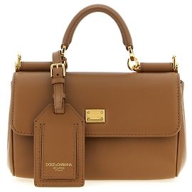 Dolce & Gabbana Sac à main en cuir de veau marron Marron