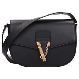 Versace Bolsa tiracolo em couro preto Preto