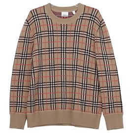 Burberry Check Round Knit Beige Brown