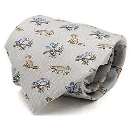 Hermès Gravata de seda com padrão animal Multicor